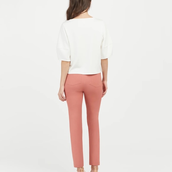 SPANX On-The-Go Ankle Slim Straight Pant (Medium/ Petite) Terracotta/ 24” inseam - Picture 4 of 8